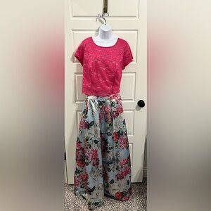 Stunning Plus Size Two Piece Floral Formal Dress Size 16/17 By Teeze Me